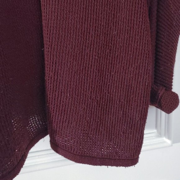Maroon Knit Asymmetrical front flap cardigan- S (Fits M too) - Picture 6 of 11